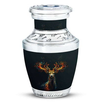 Black Personalized Deer Keepsake Urn for Human Ashes - 10-inch, 200 cu in - Yatskia