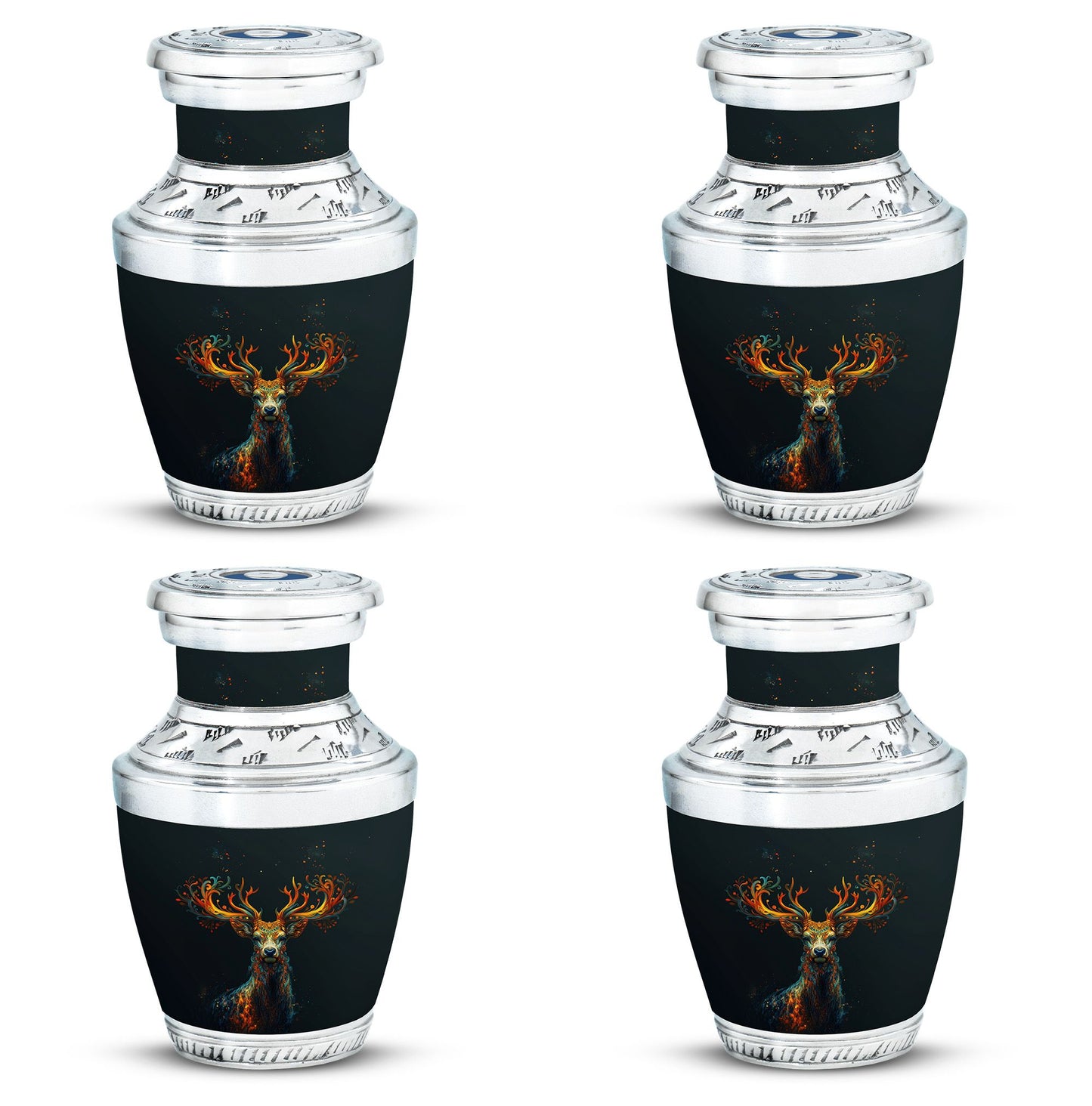 Black Personalized Deer Keepsake Urn for Human Ashes - 10-inch, 200 cu in - Yatskia