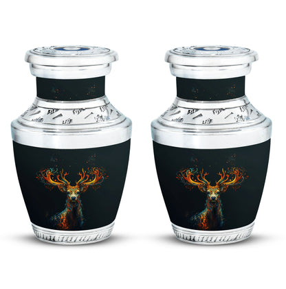Black Personalized Deer Keepsake Urn for Human Ashes - 10-inch, 200 cu in - Yatskia