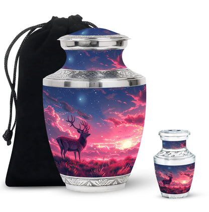 Personalized Deer Cremation Urn for Women - 10-inch, 200 cu in - Yatskia