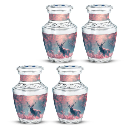 Pink Personalized Deer Cremation Urn for Human Ashes - 10-inch, 200 cu in - Yatskia