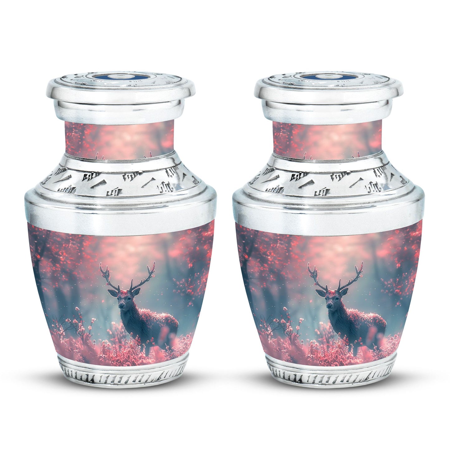 Pink Personalized Deer Cremation Urn for Human Ashes - 10-inch, 200 cu in - Yatskia