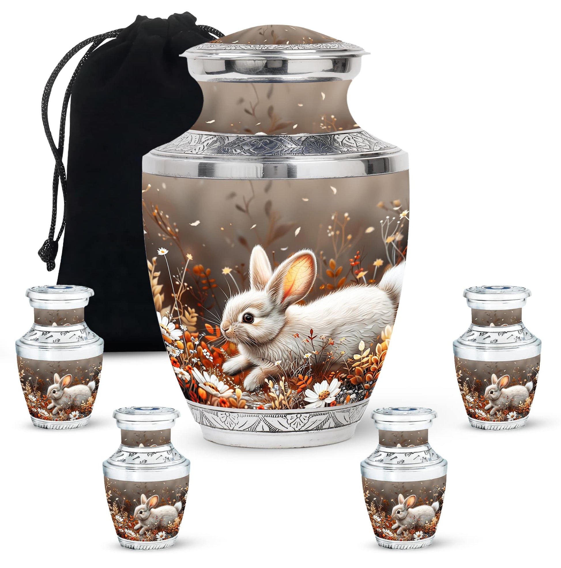 Forest Rabbit Meadow - Rabbit Urn Memorial, Funeral Shape Urn