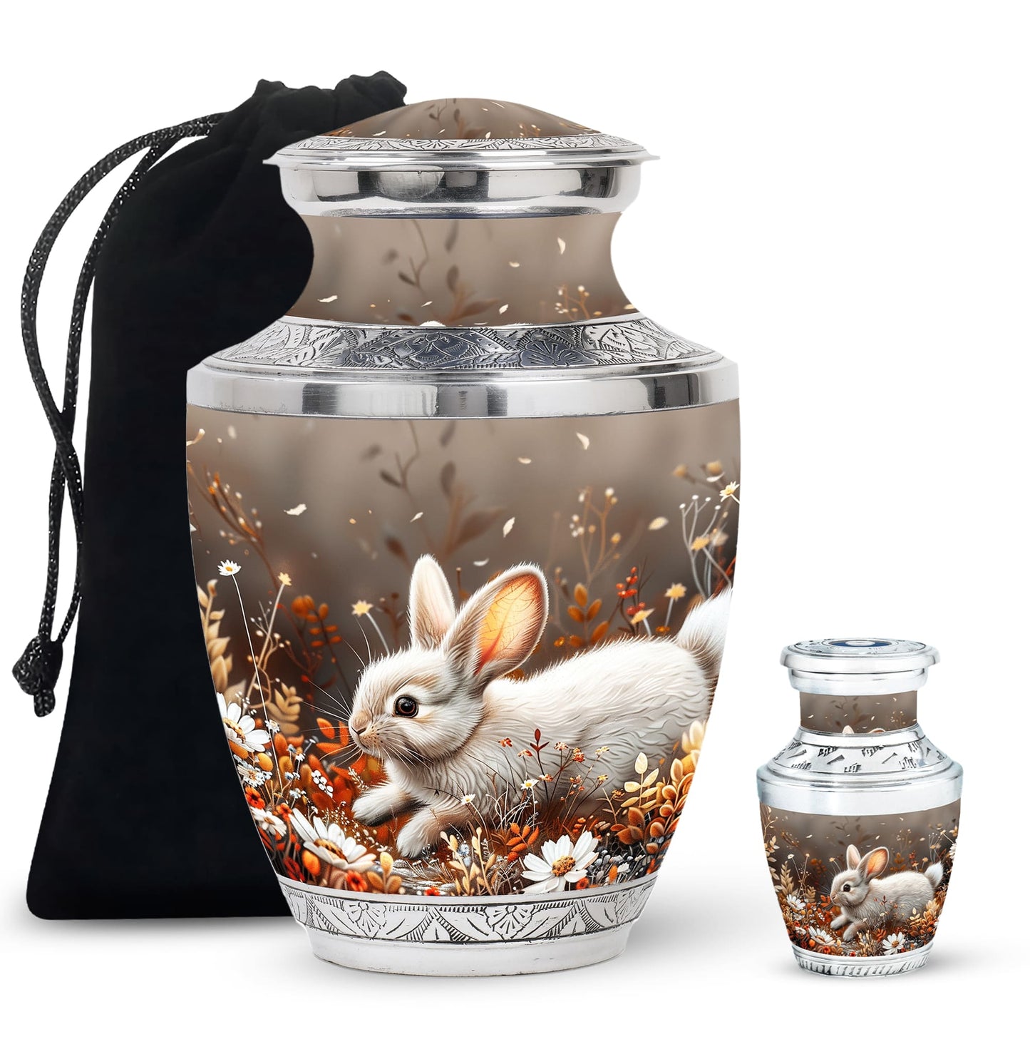 Personalized Rabbit Memorial Urn for Pet Ashes - 10-inch, 200 cu in - Yatskia