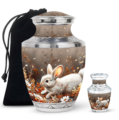 Personalized Rabbit Memorial Urn for Pet Ashes - 10-inch, 200 cu in - Yatskia