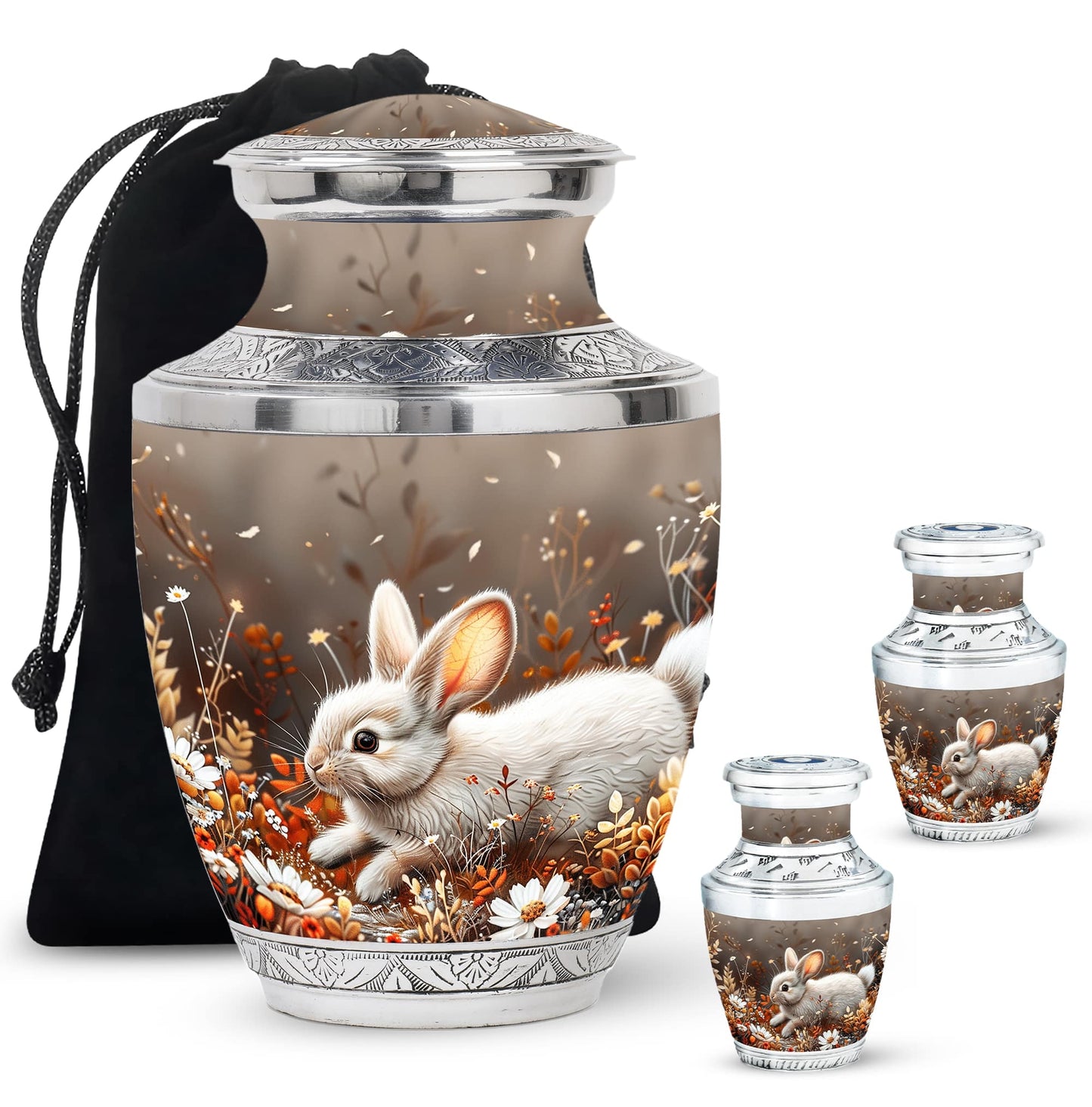 Personalized Rabbit Memorial Urn for Pet Ashes - 10-inch, 200 cu in - Yatskia