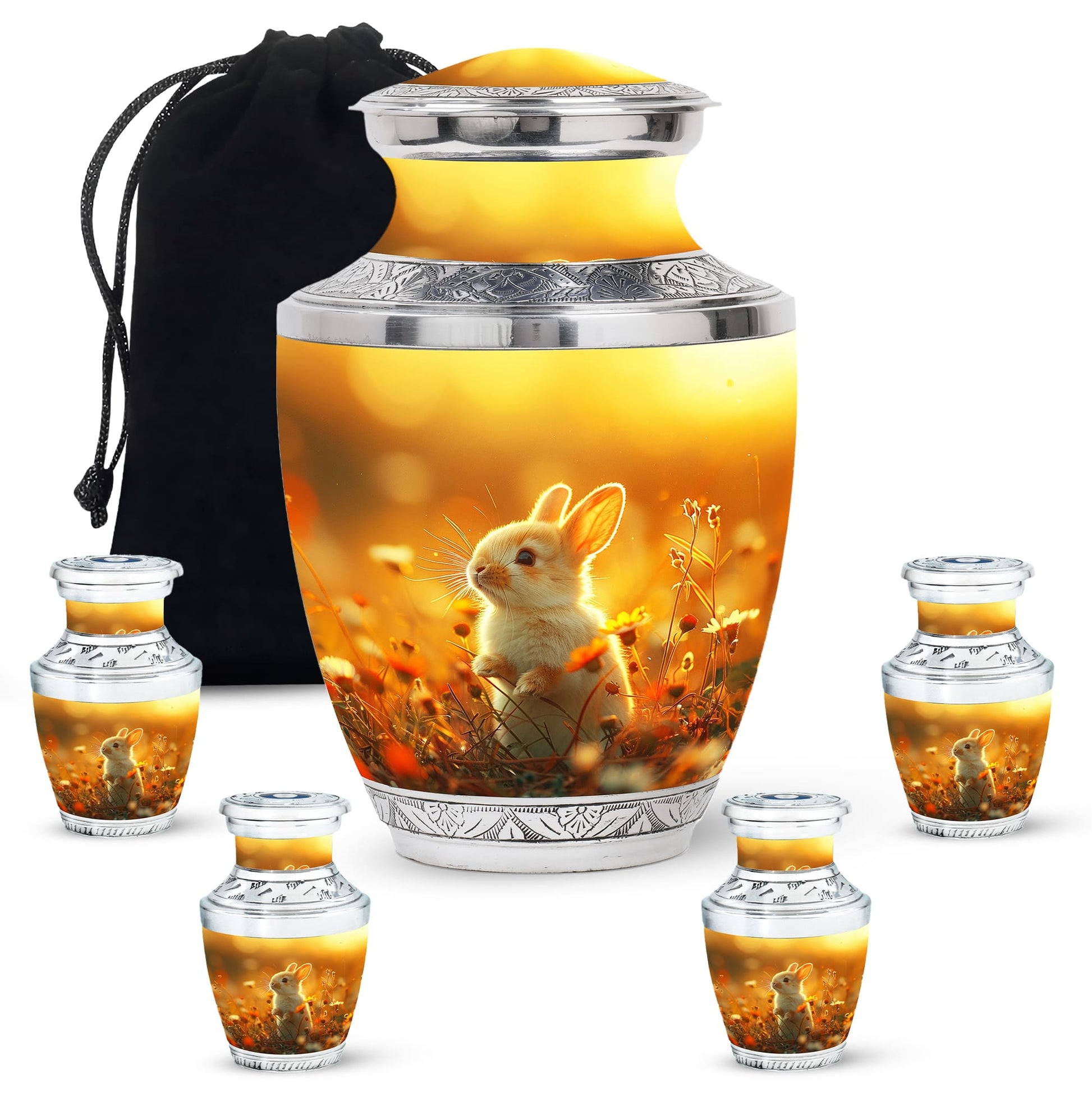 Sunset Baby Bunny Rabbit Urn - Beautiful Memorial For Pets Ashes