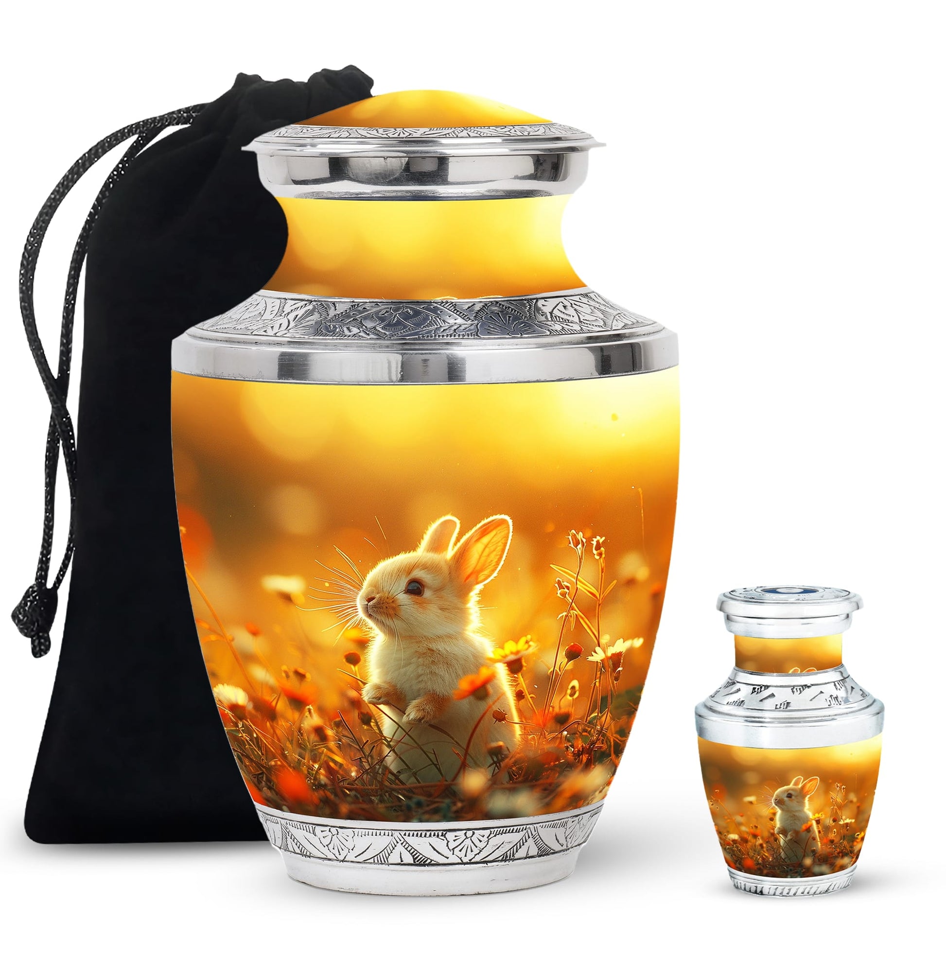 Sunset Baby Bunny Rabbit Urn - Beautiful Memorial For Pets Ashes
