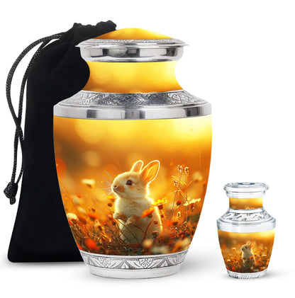 Personalized Rabbit Memorial Urn for Pet Ashes - 10-inch, 200 cu in - Yatskia