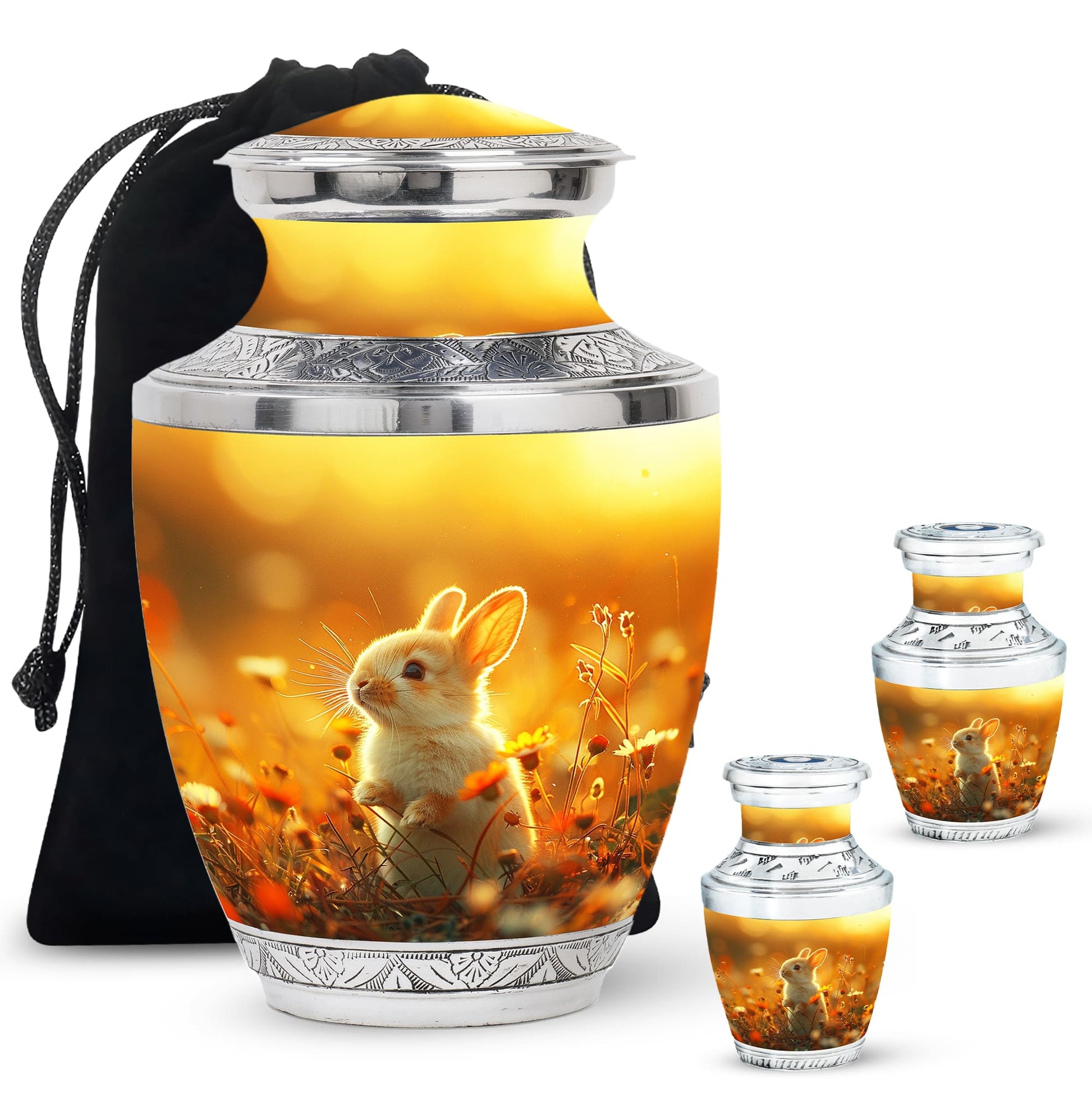 Sunset Baby Bunny Rabbit Urn - Beautiful Memorial For Pets Ashes