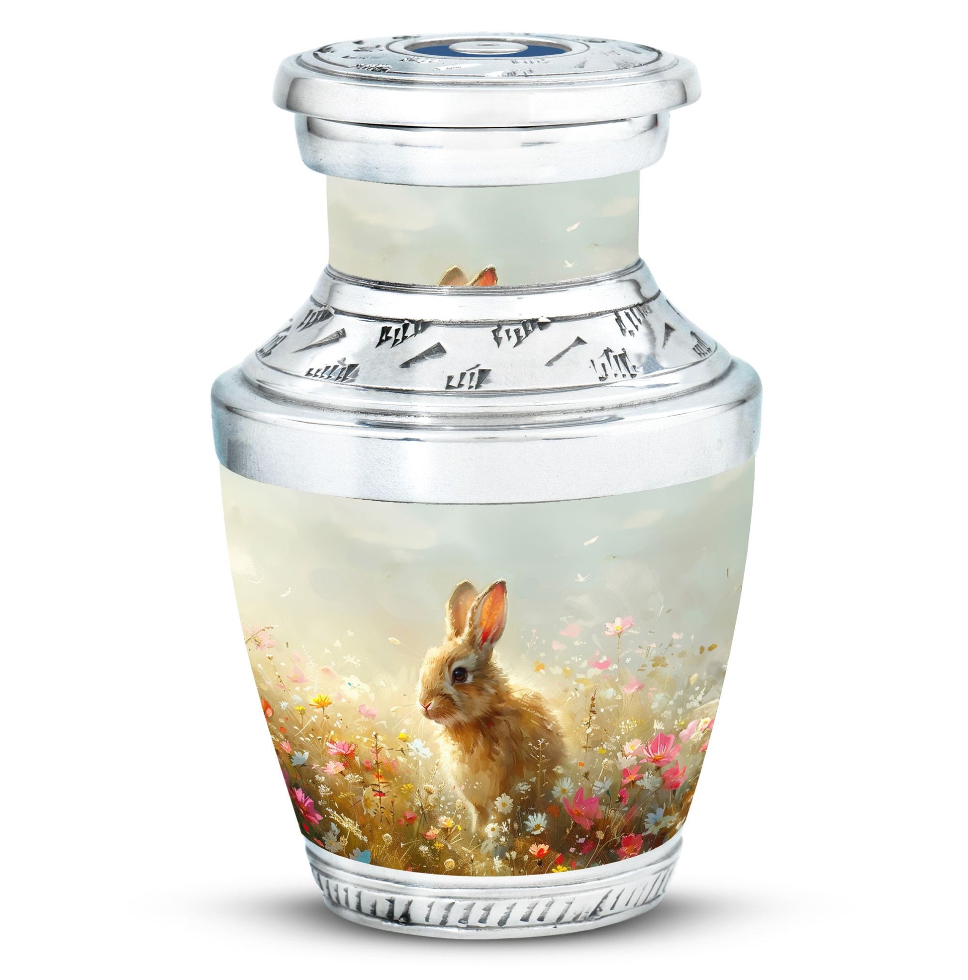 Baby Bunny Rabbit Urn – Beautiful Floral Design Memorial for Pet Remains