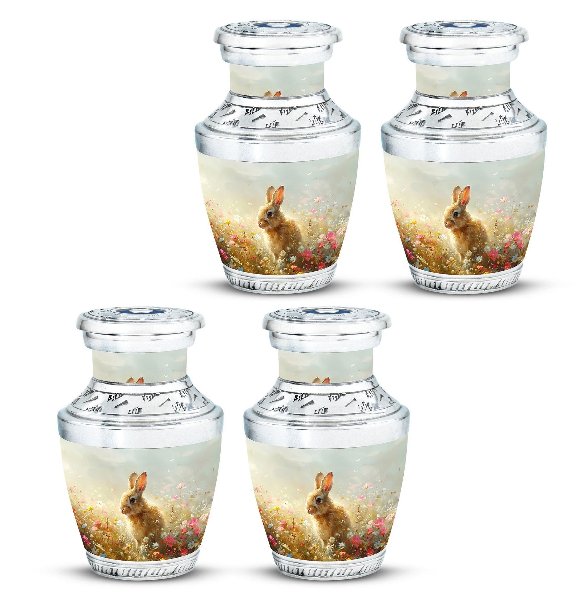 Baby Bunny Rabbit Urn – Beautiful Floral Design Memorial for Pet Remains