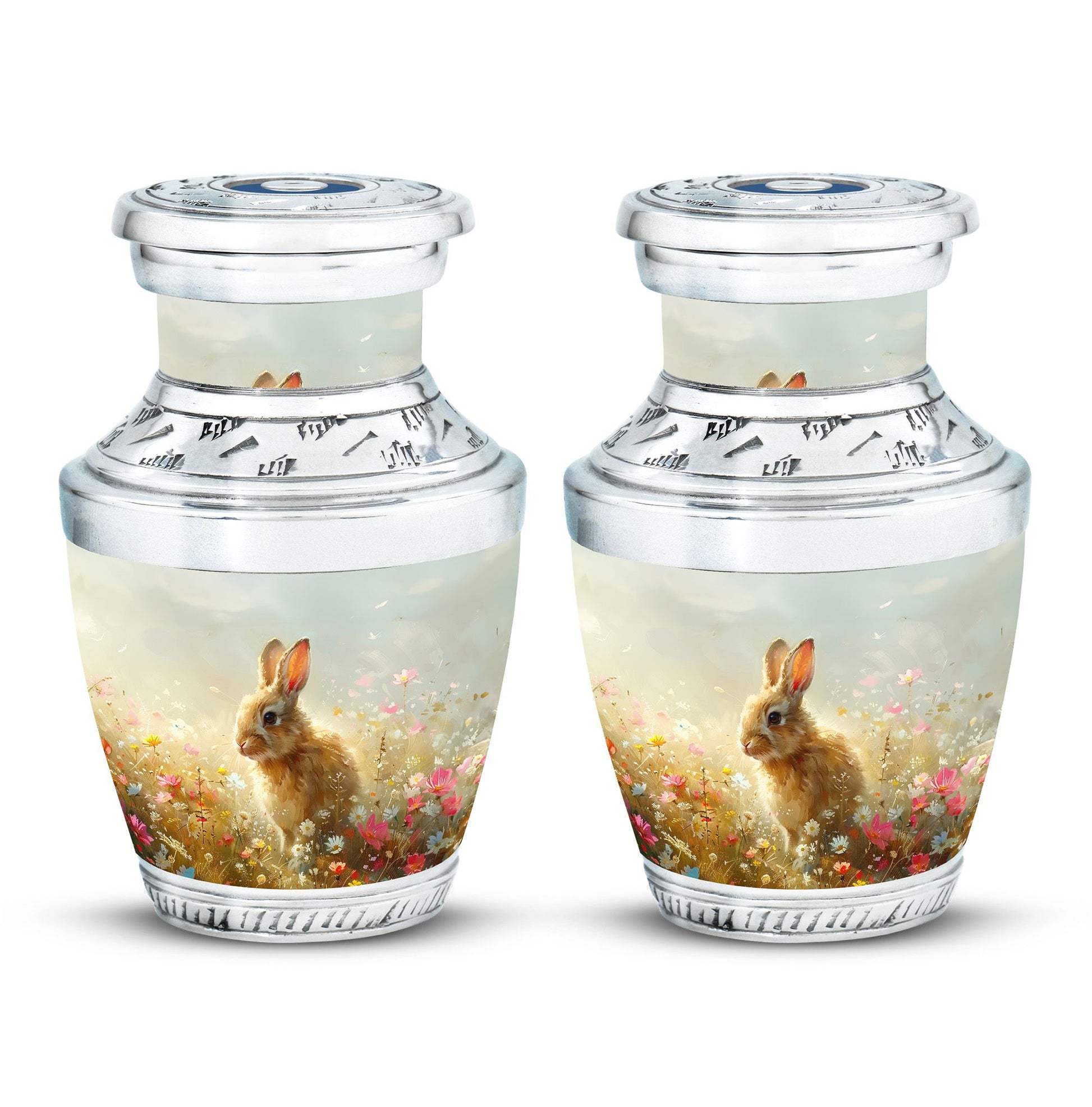Baby Bunny Rabbit Urn – Beautiful Floral Design Memorial for Pet Remains