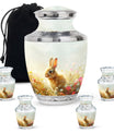 Baby Bunny Rabbit Urn – Beautiful Floral Design Memorial for Pet Remains
