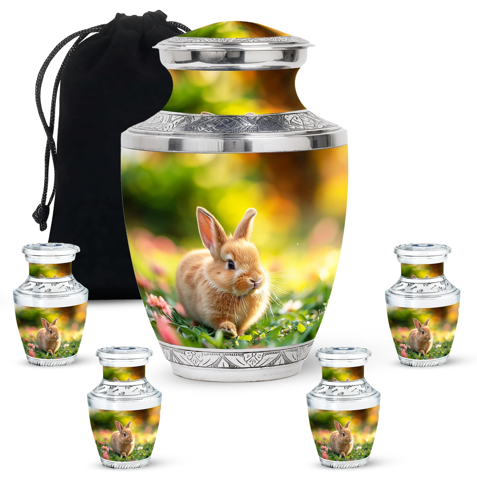 Bunny Rabbit Garden Urn - Beautiful Pet Memorial with Nature Design