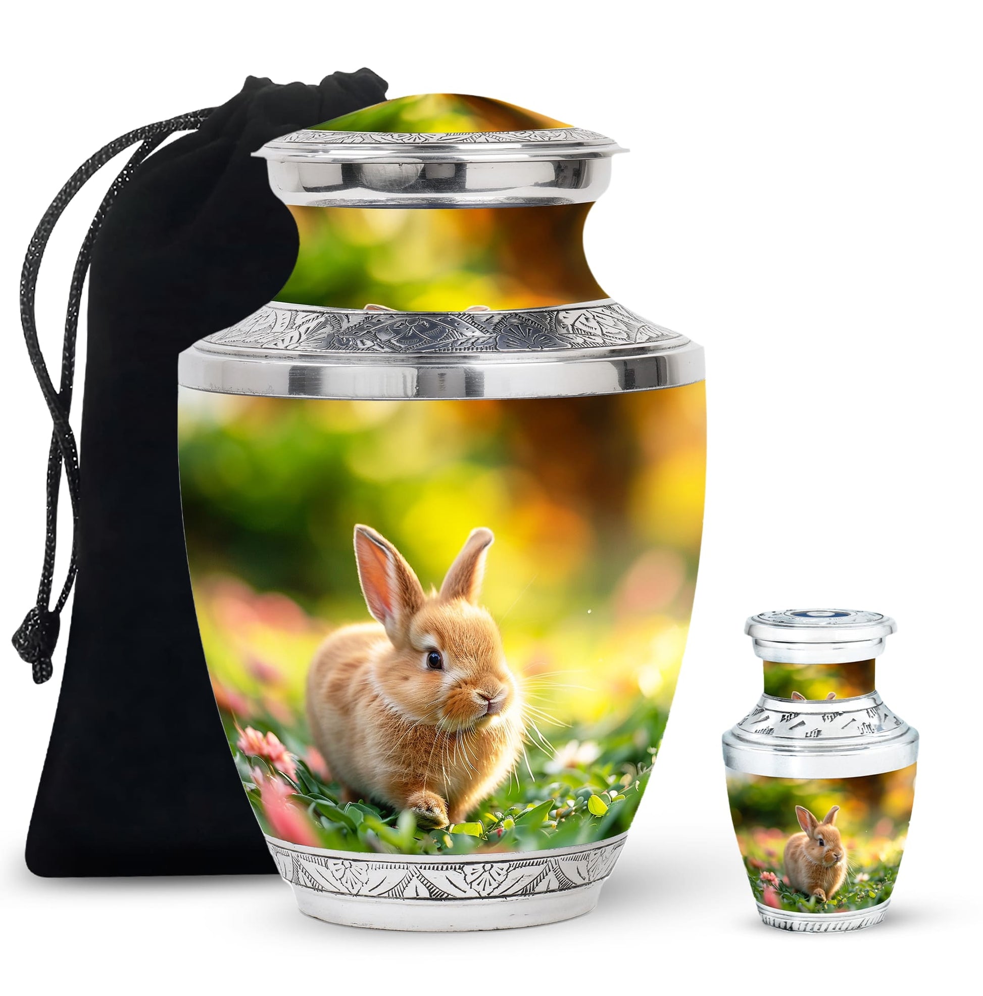 Bunny Rabbit Garden Urn - Beautiful Pet Memorial with Nature Design