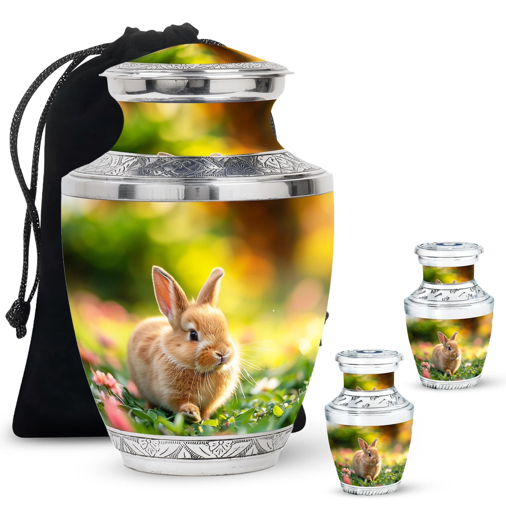 Bunny Rabbit Garden Urn - Beautiful Pet Memorial with Nature Design