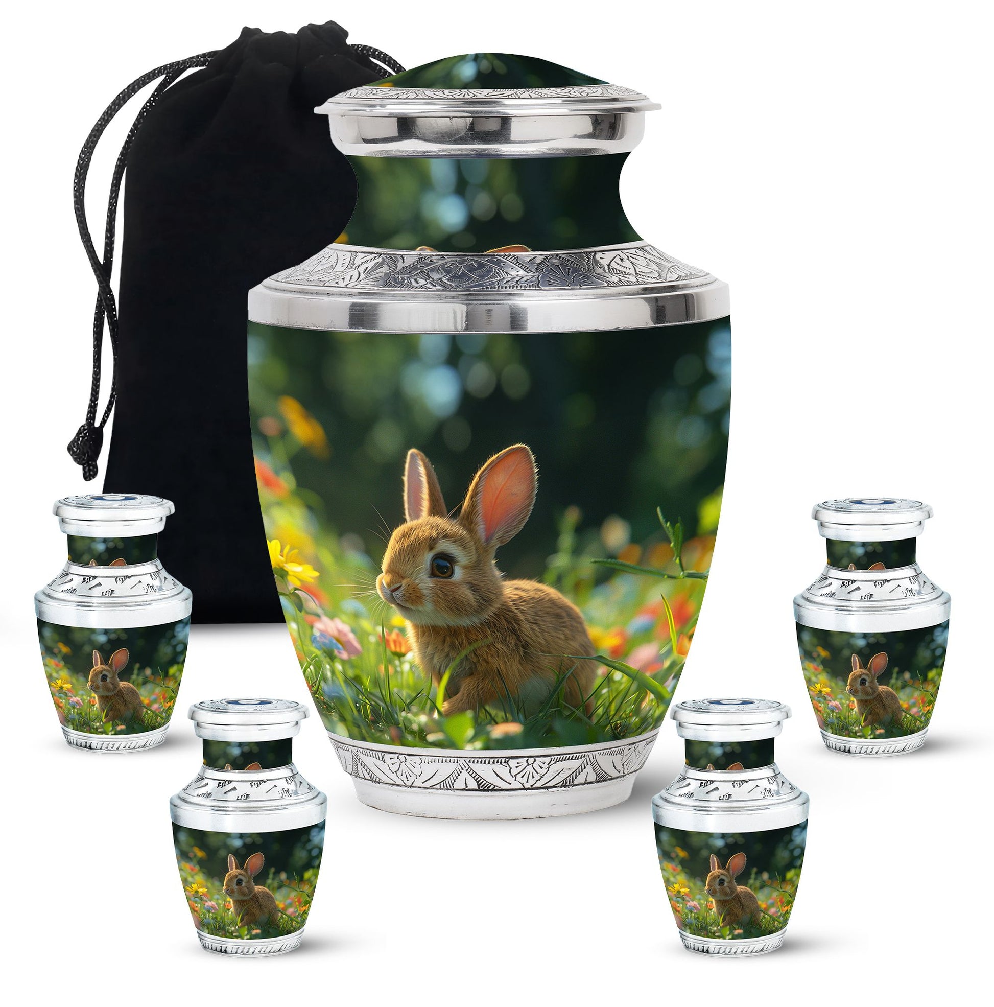 Summer Bunny Burial Urn - Decorative Unique Urns For Burial Ashes