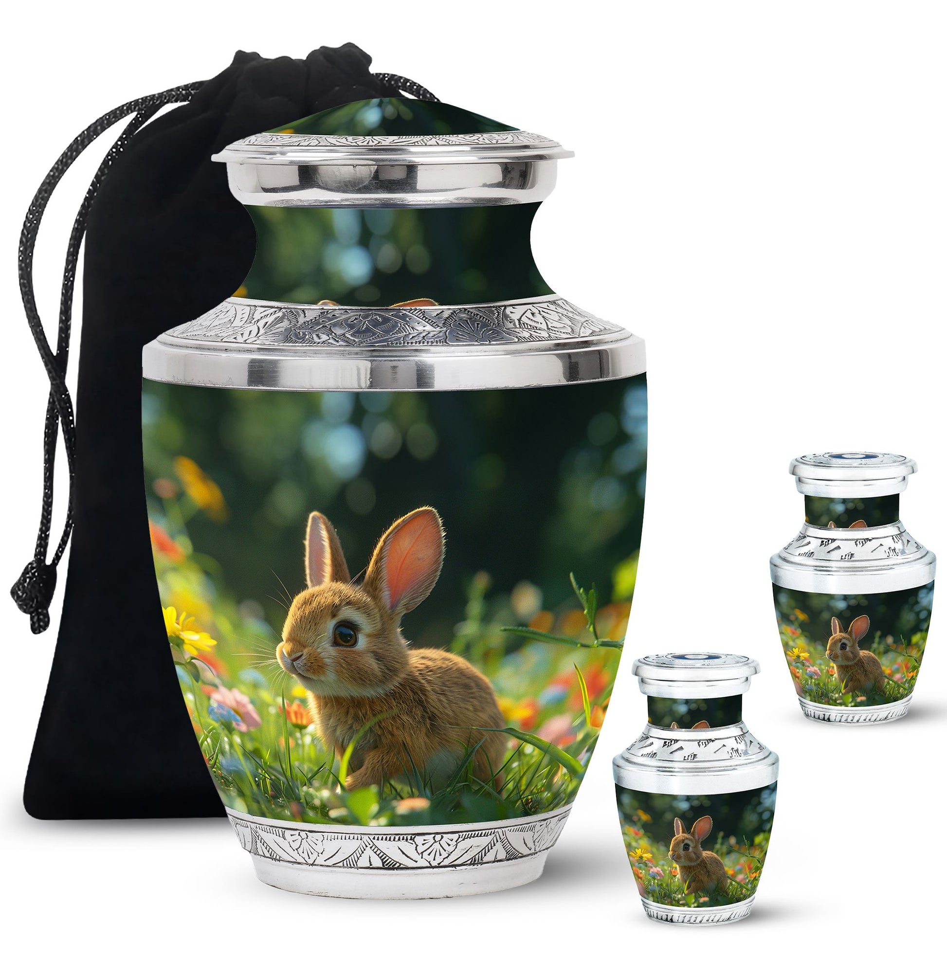 Summer Bunny Burial Urn - Decorative Unique Urns For Burial Ashes