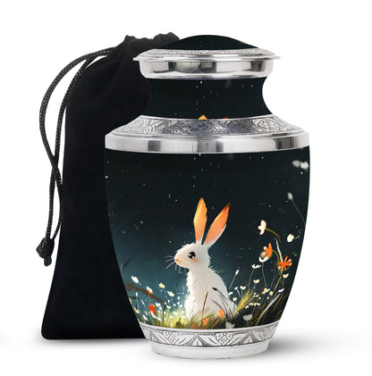 White Personalized Pet Keepsake Urn for Pet Ashes - 10-inch, 200 cu in - Yatskia