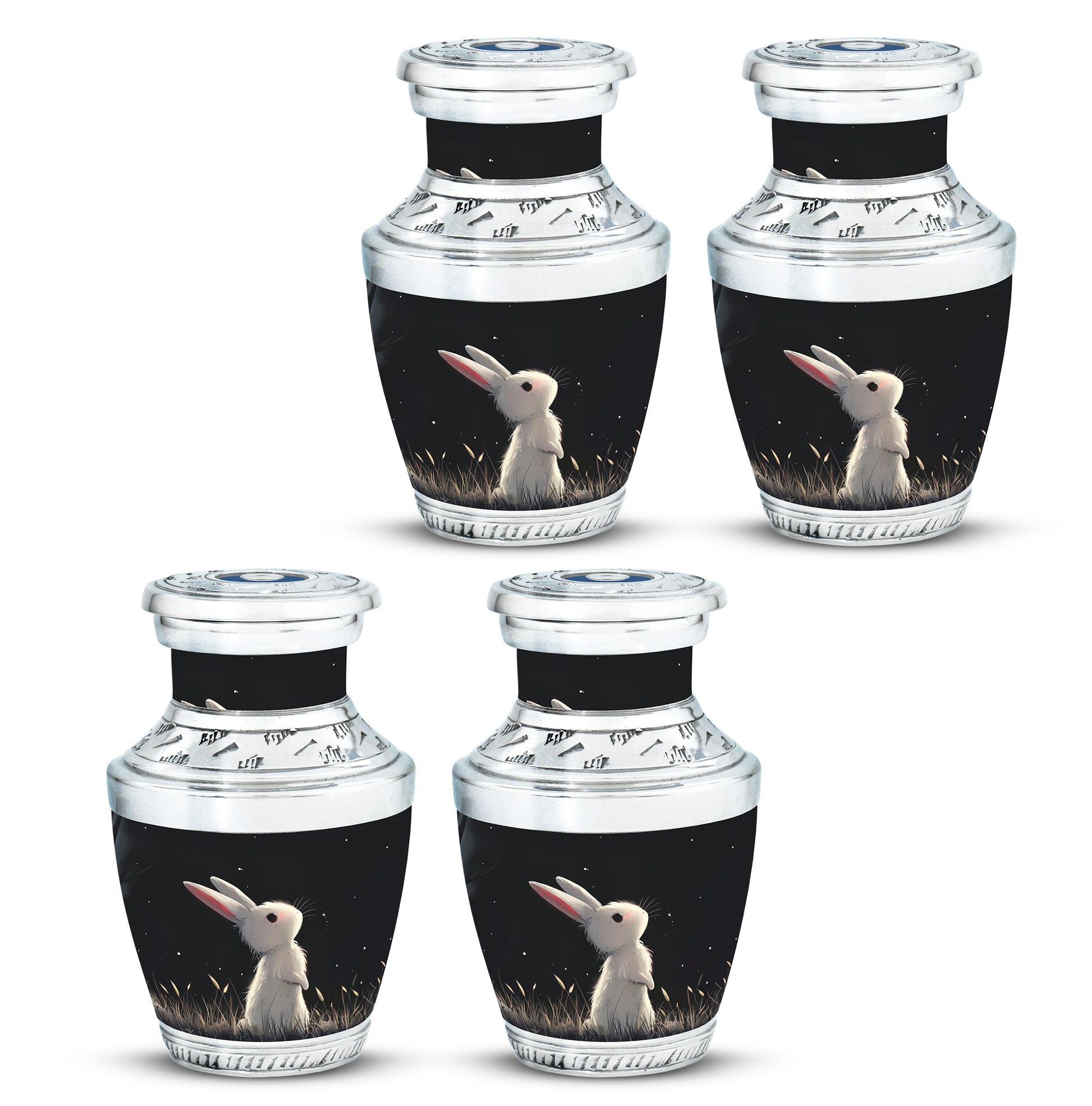 Black Baby Bunny Cremation Urn - Mini Urns For Pet Ashes