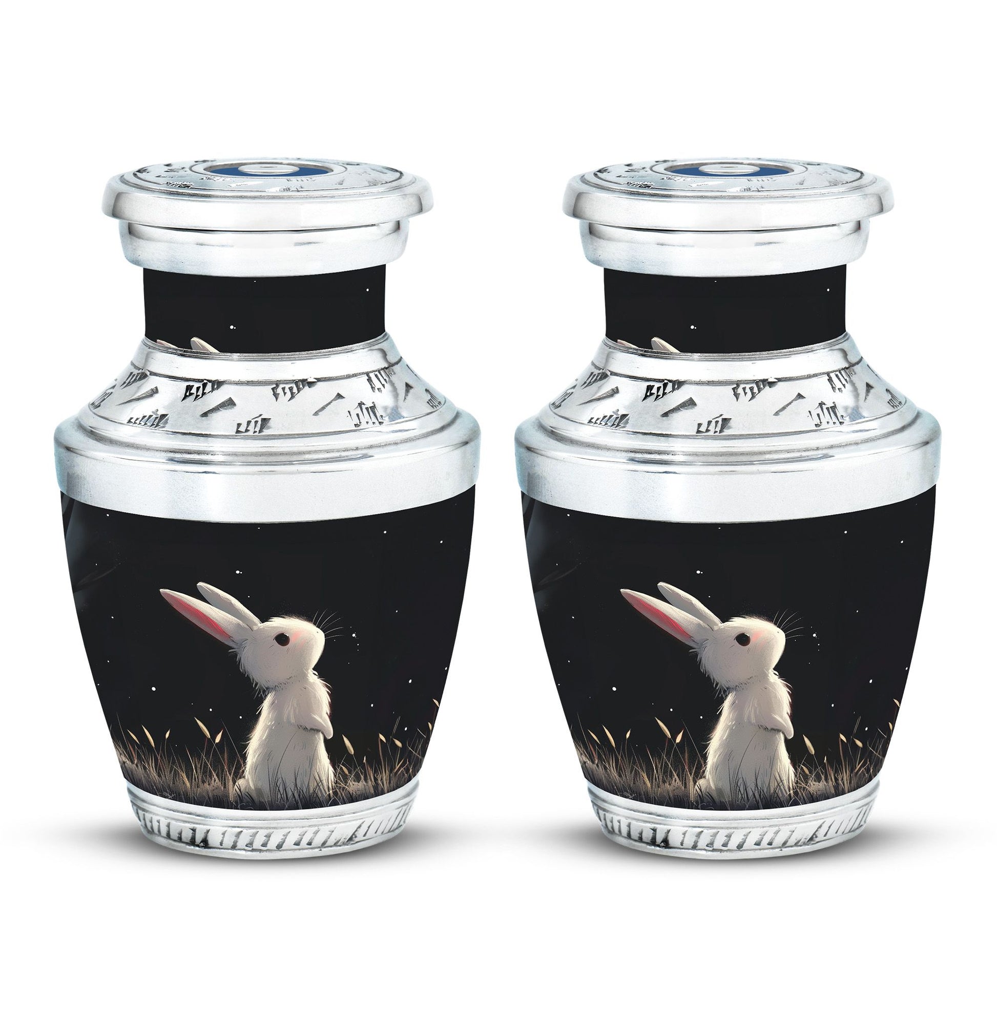 Black Baby Bunny Cremation Urn - Mini Urns For Pet Ashes
