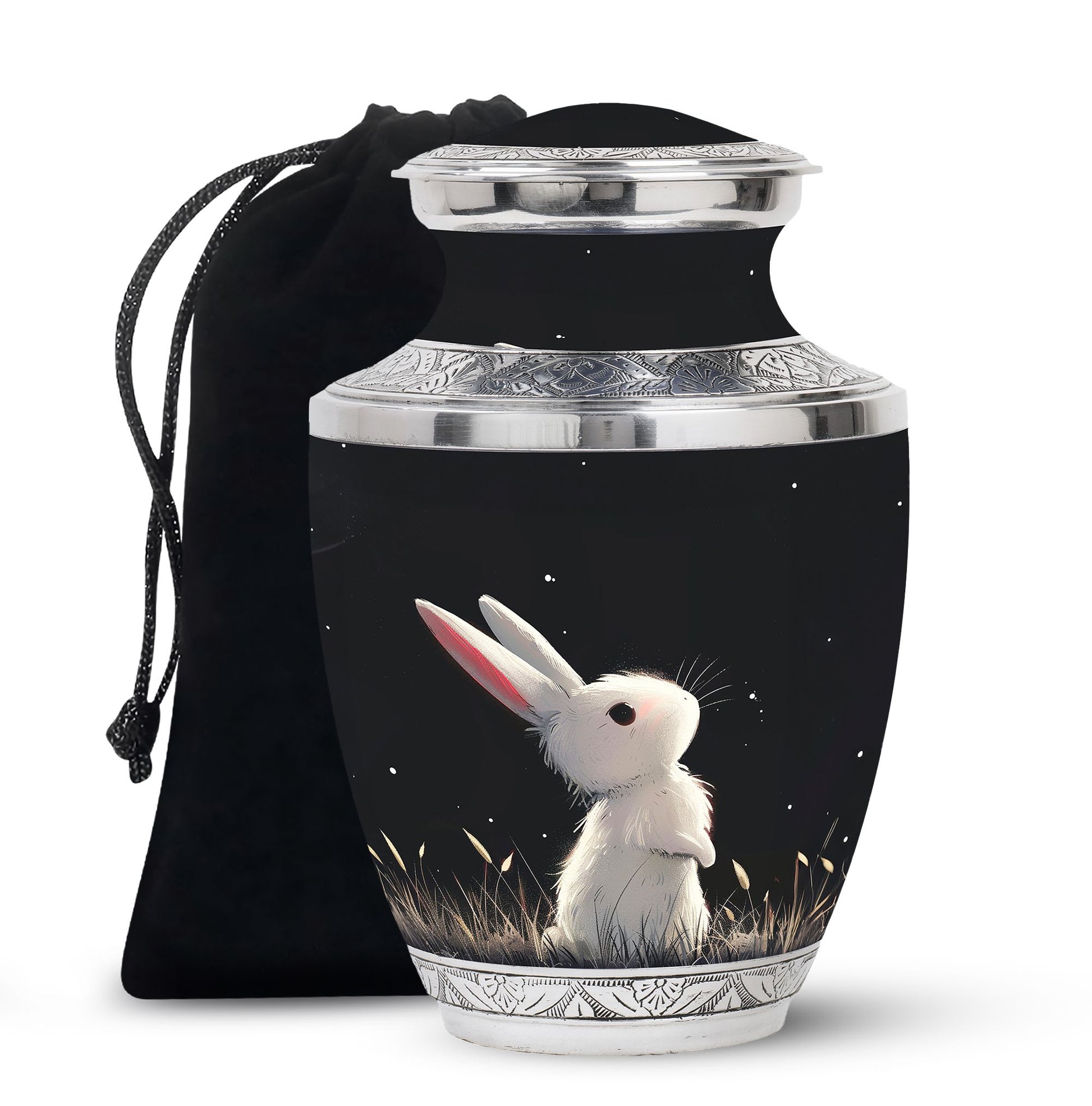 Black Baby Bunny Cremation Urn - Mini Urns For Pet Ashes