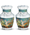 Colorful Flowers & Bunny Cremation Urn - Pet Urn For Ashes
