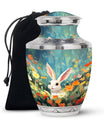 Colorful Flowers & Bunny Cremation Urn - Pet Urn For Ashes