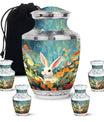 Colorful Flowers & Bunny Cremation Urn - Pet Urn For Ashes