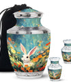 Colorful Flowers & Bunny Cremation Urn - Pet Urn For Ashes