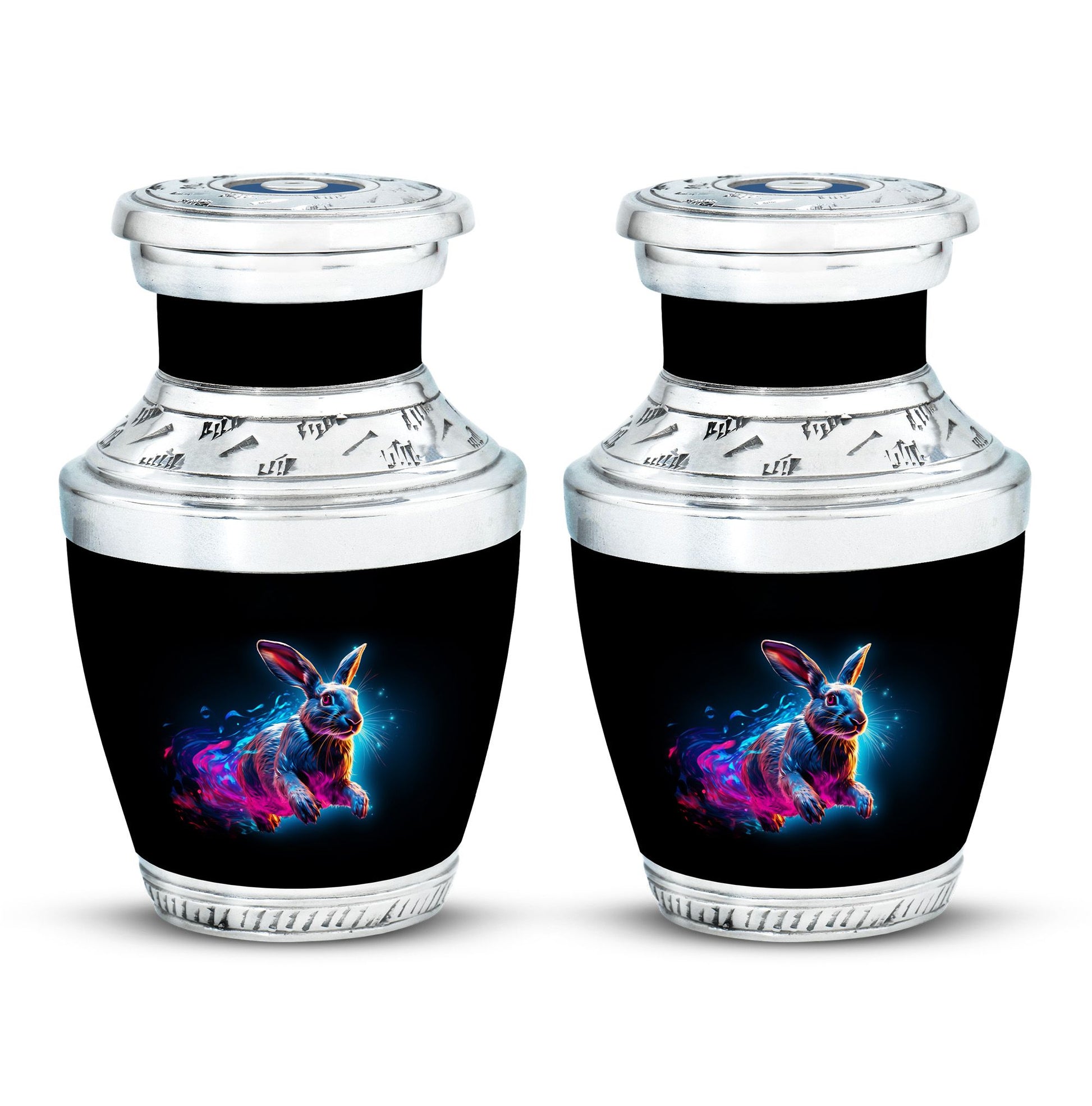 Vibrant Nebula Bunny - Rabbit Urn Memorial, Funeral Shape Urn