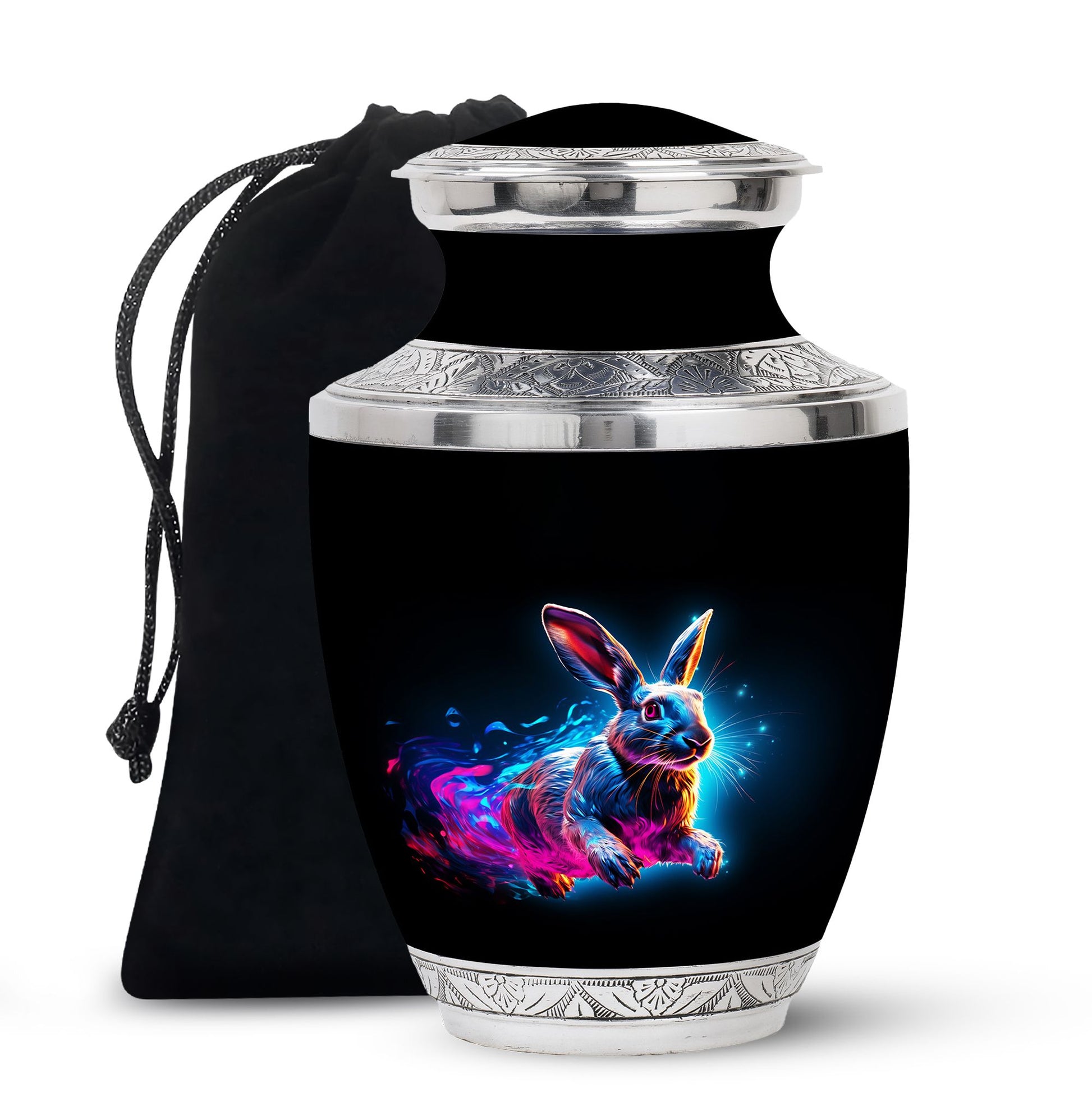 Vibrant Nebula Bunny - Rabbit Urn Memorial, Funeral Shape Urn