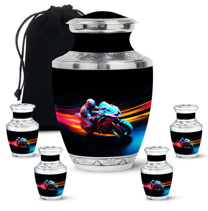 Personalized Motorcycle Cremation Urn for Dad - 10-inch, 200 cu in - Yatskia