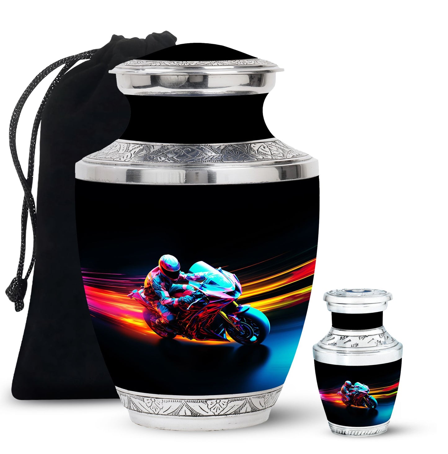 Personalized Motorcycle Cremation Urn for Dad - 10-inch, 200 cu in - Yatskia