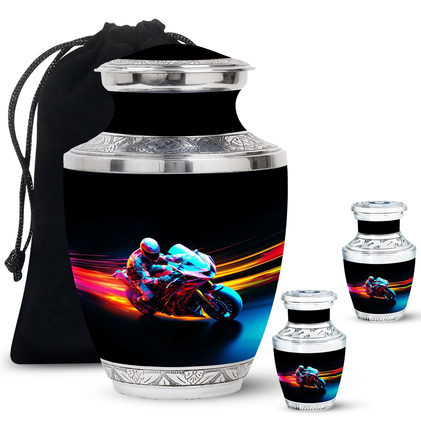 Personalized Motorcycle Cremation Urn for Dad - 10-inch, 200 cu in - Yatskia