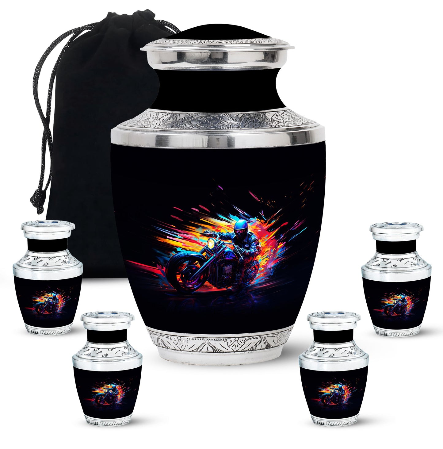Personalized Motorcycle Cremation Urn for Adults - 10-inch, 200 cu in - Yatskia
