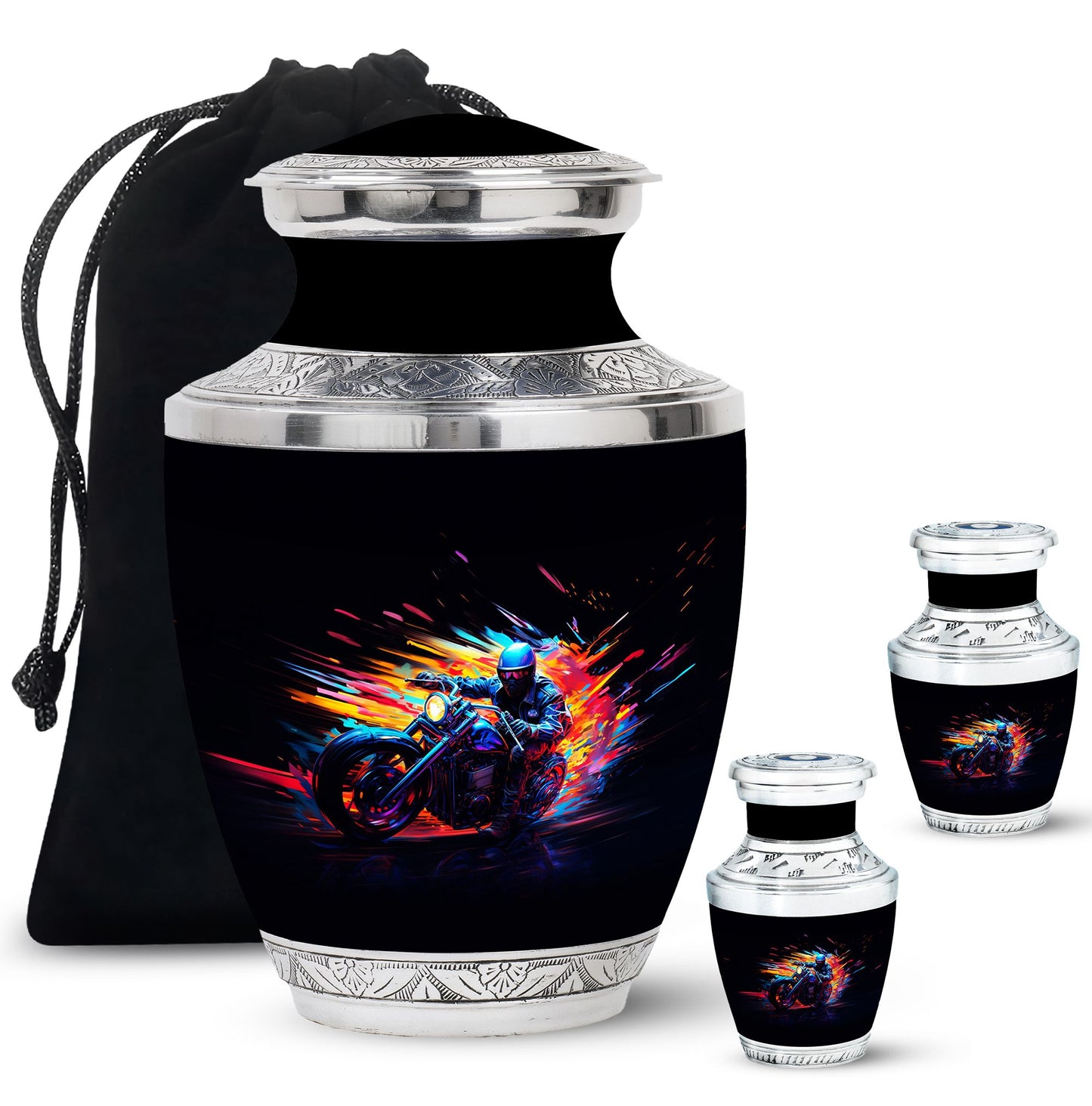 Personalized Motorcycle Cremation Urn for Adults - 10-inch, 200 cu in - Yatskia
