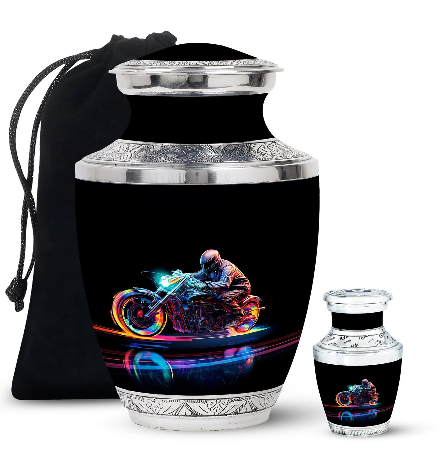 Personalized Motorcycle Cremation Urn for Human Ashes - 10-inch, 200 cu in - Yatskia