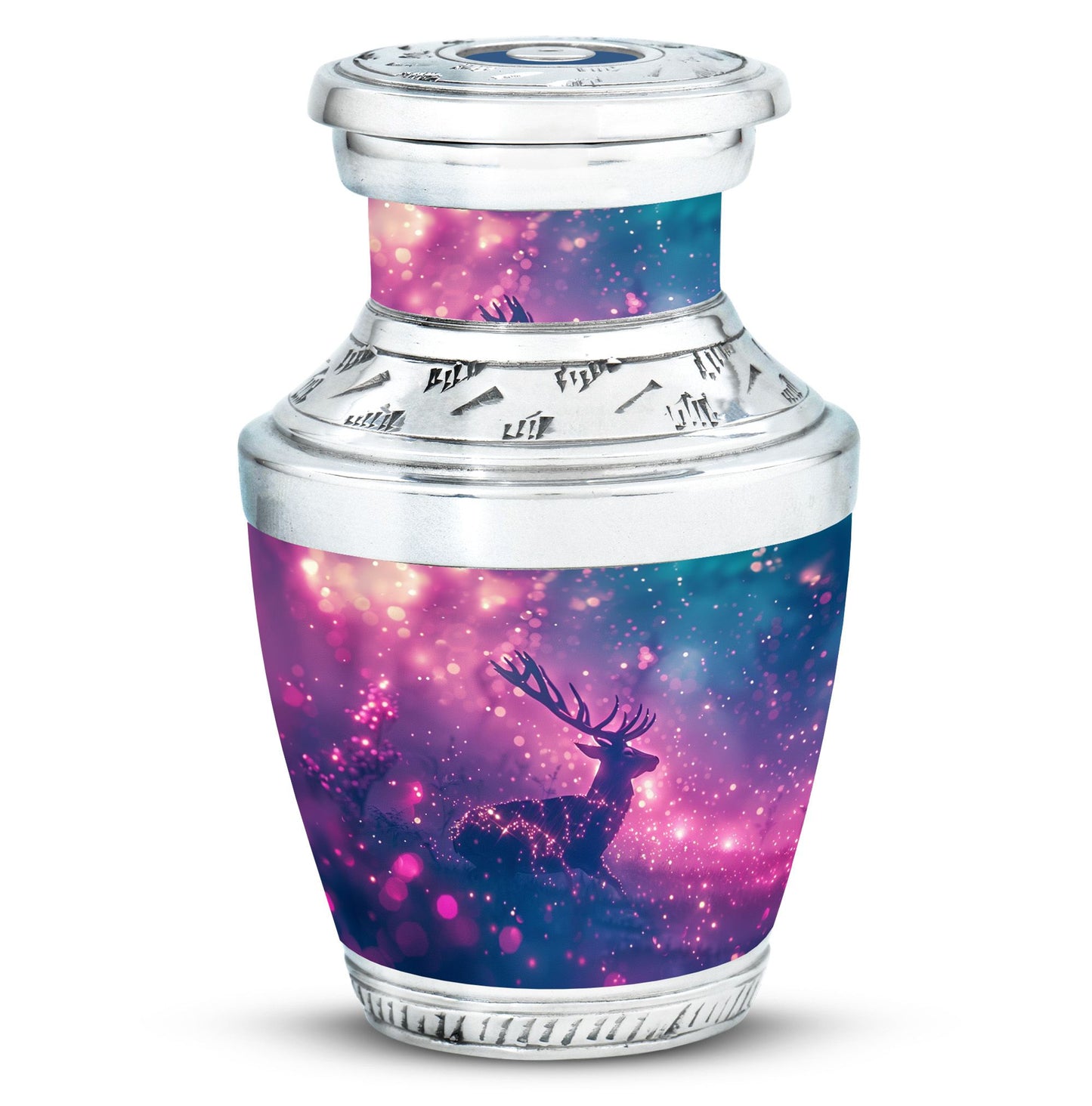 Purple Personalized Deer Cremation Urn for Human Ashes - 10-inch, 200 cu in - Yatskia