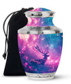 Deer Themed Cremation Urn - Purple and Blue Color Urns For Human Ashes