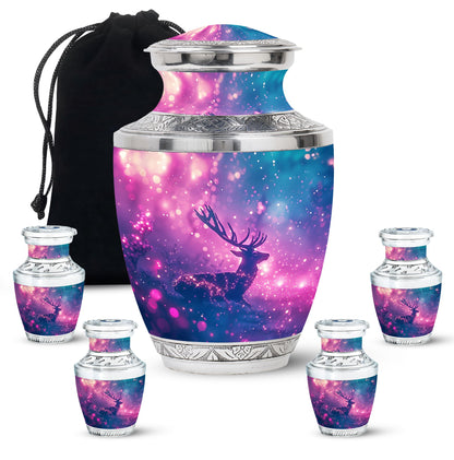 Purple Personalized Deer Cremation Urn for Human Ashes - 10-inch, 200 cu in - Yatskia