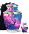 Deer Themed Cremation Urn - Purple and Blue Color Urns For Human Ashes