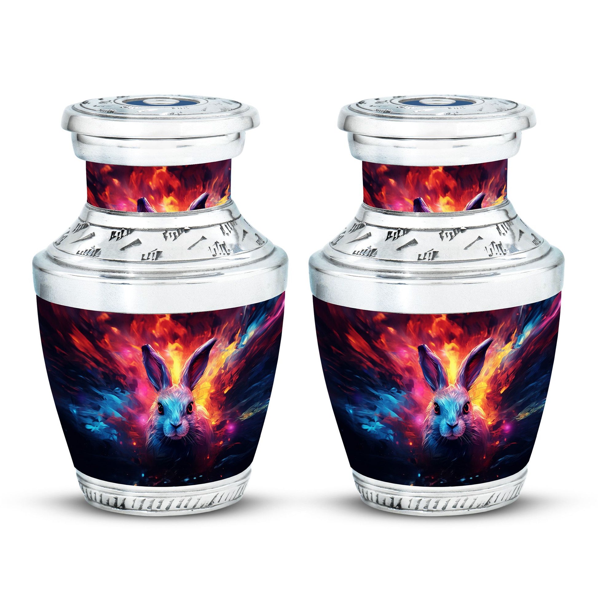 Colorful Bunny Burial Urn for Ashes – Artistic Rabbit Memorial Urn