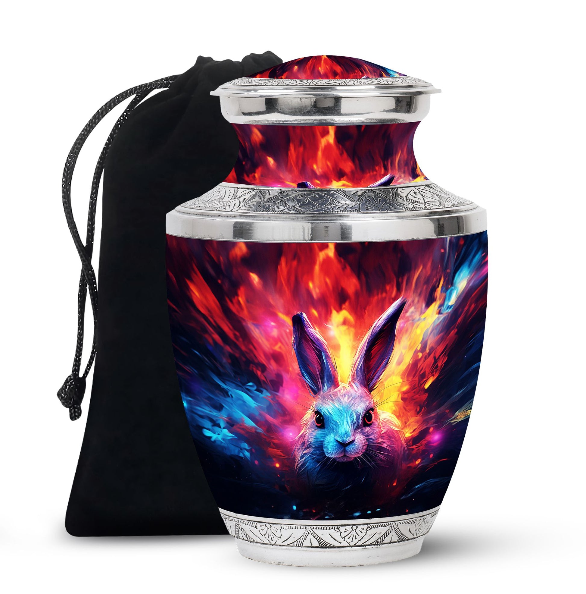 Colorful Bunny Burial Urn for Ashes – Artistic Rabbit Memorial Urn