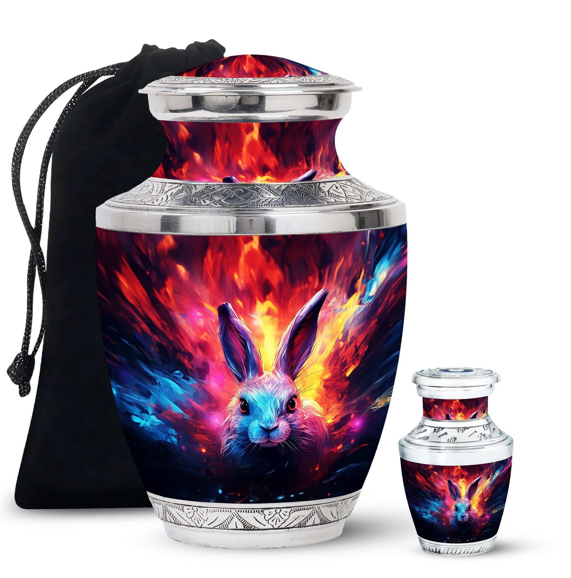 Colorful Bunny Burial Urn for Ashes – Artistic Rabbit Memorial Urn