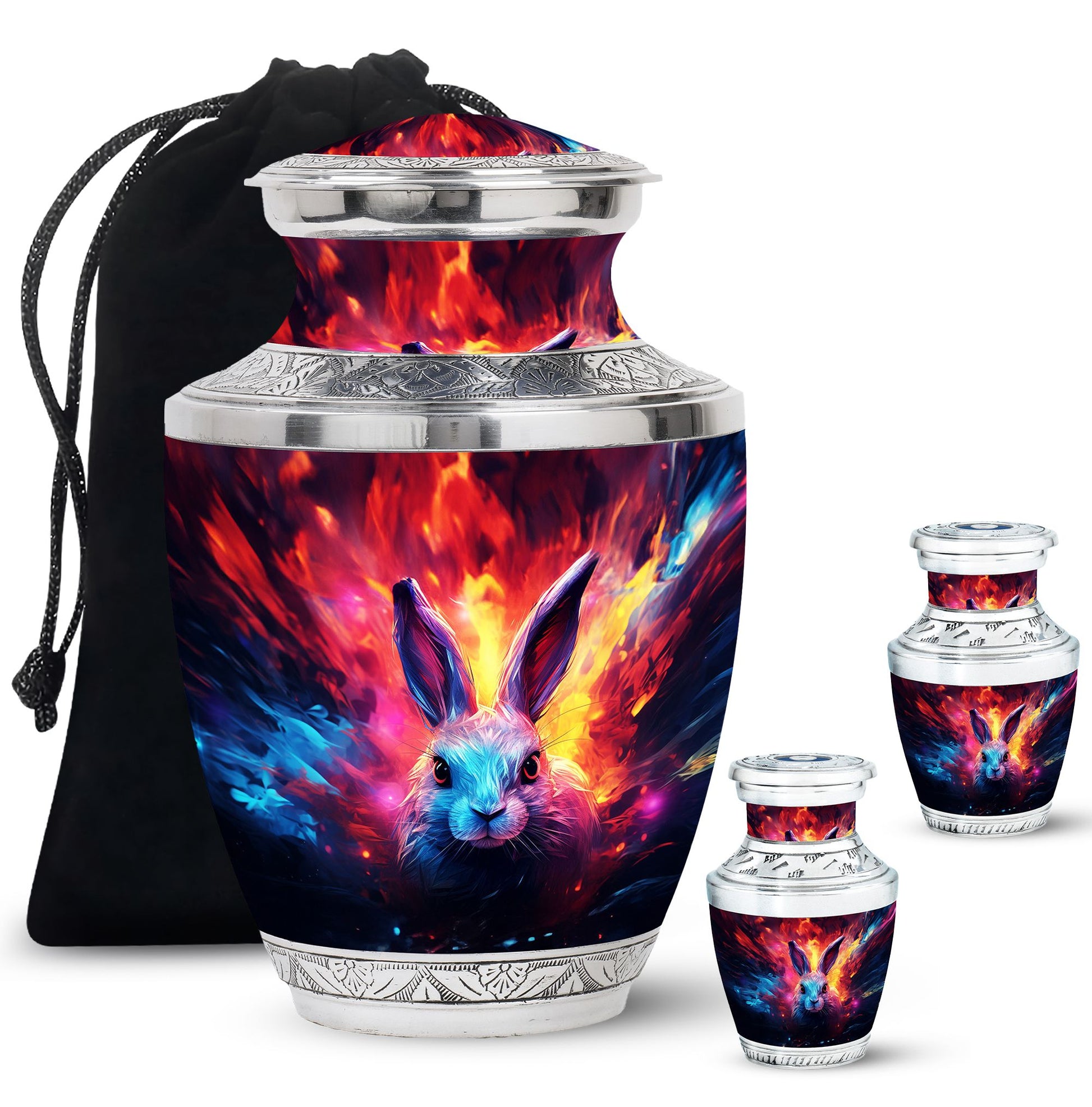 Colorful Bunny Burial Urn for Ashes – Artistic Rabbit Memorial Urn