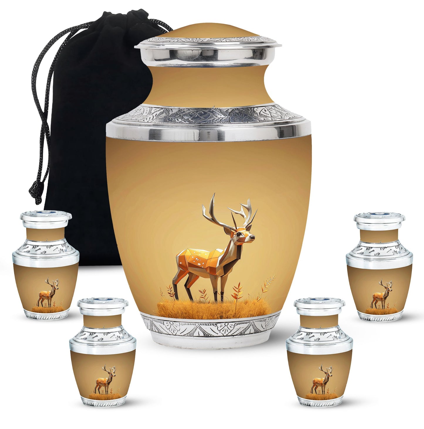 Personalized Deer Cremation Urn for Human Ashes - 10-inch, 200 cu in - Yatskia