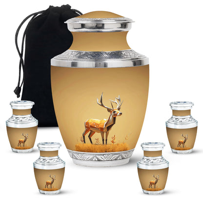 Personalized Deer Cremation Urn for Human Ashes - 10-inch, 200 cu in - Yatskia