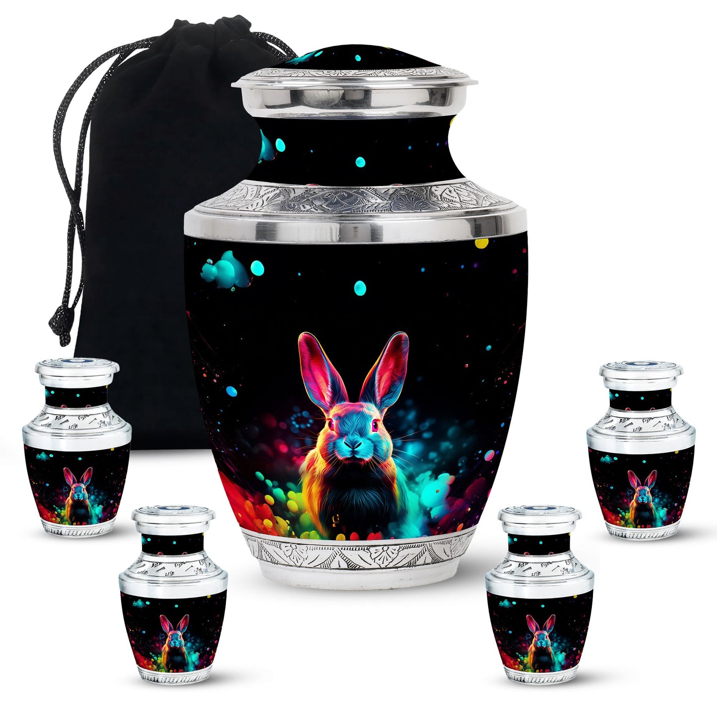 Colorful Personalized Rabbit Cremation Urn for Pet Ashes - 10-inch, 200 cu in - Yatskia